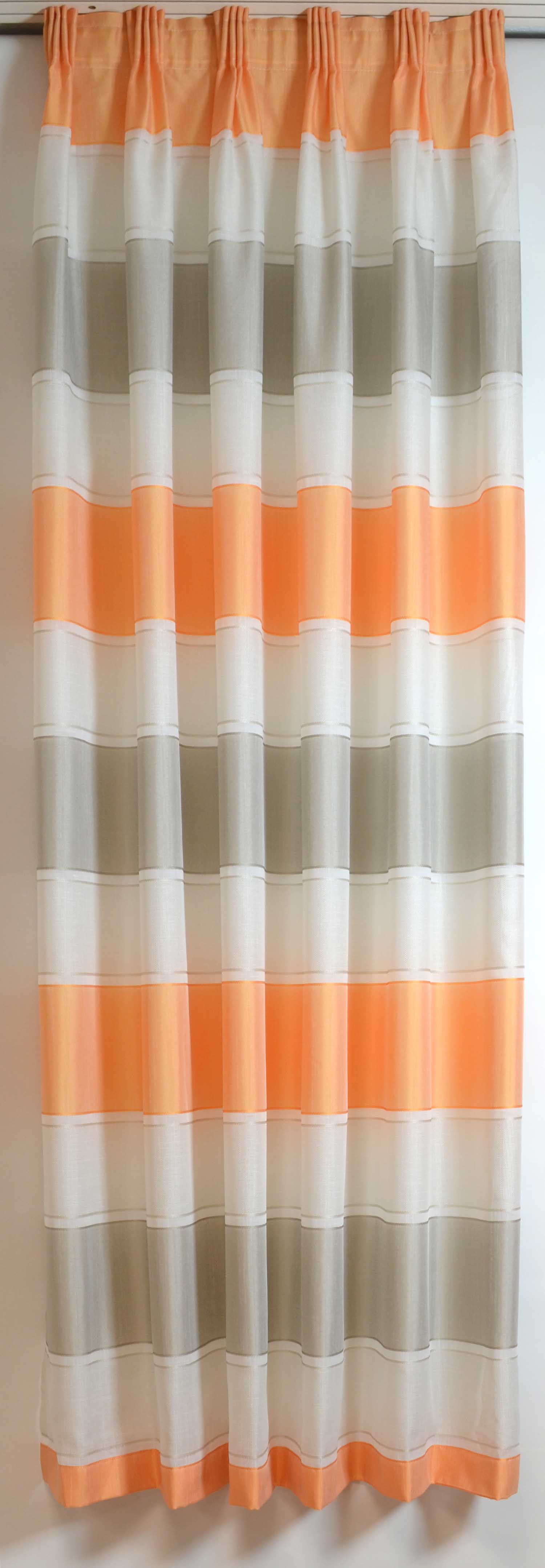 1 Seitenschal quer gerstreift orange-hellgraubraun-weiss 50 x 170 (BxH)