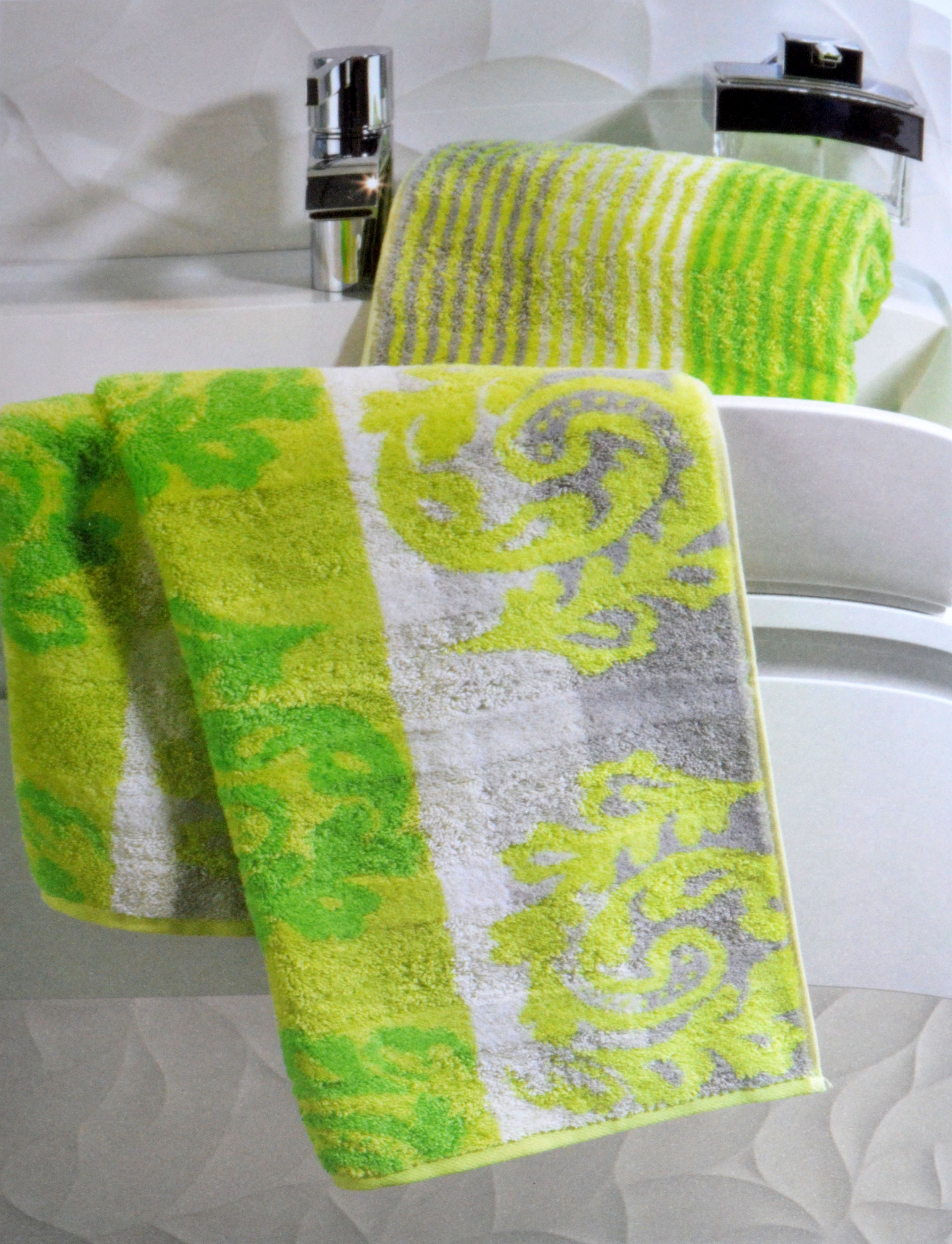 1056-045_seried1_1 Handtuch Noblesse Cashmere Streifen, Kiwi ca. 50 x 100 cm