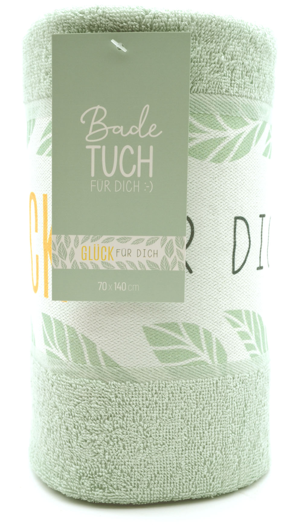 Badetuch Strandtuch "Glück für Dich" 70x140 cm mintgrün