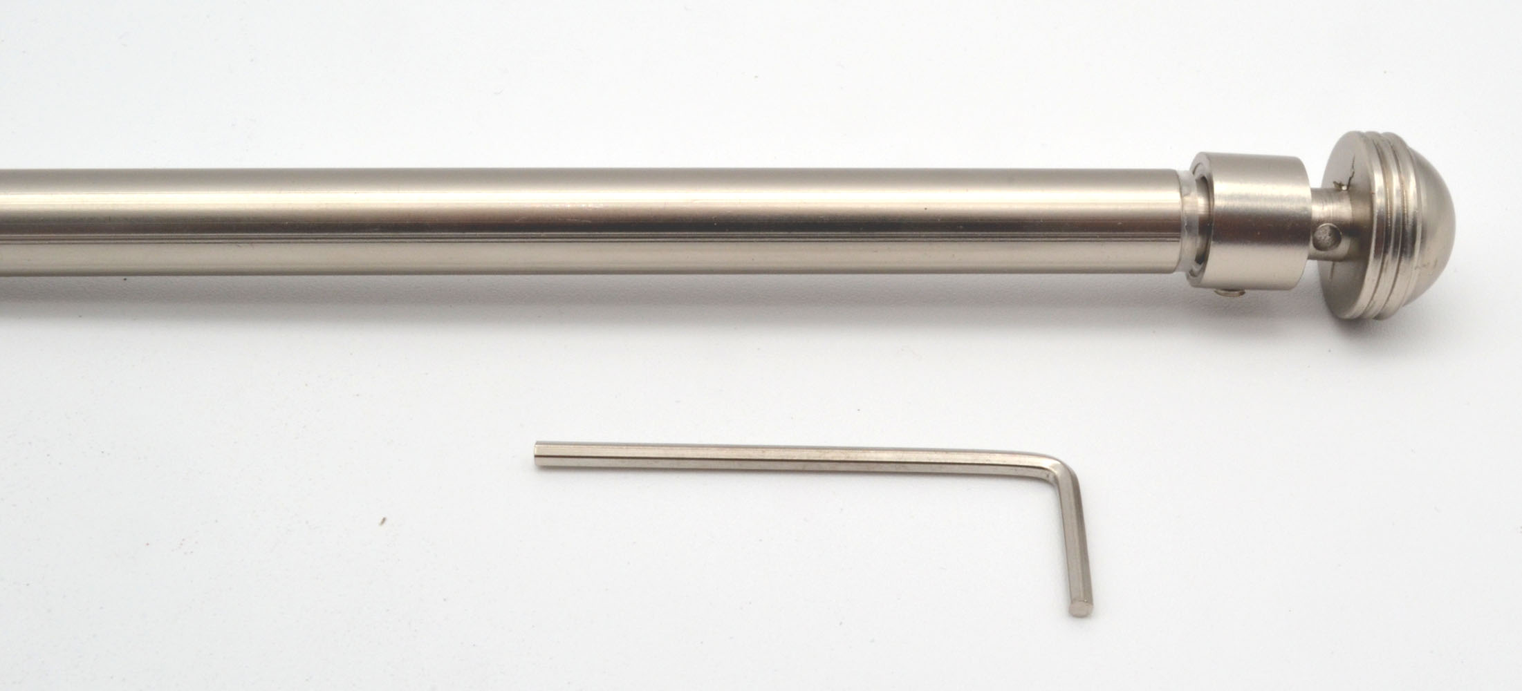 Design-Vitragenstange rund "Halbkugel" edelstahlfarben ausziehbar 40-60 cm 