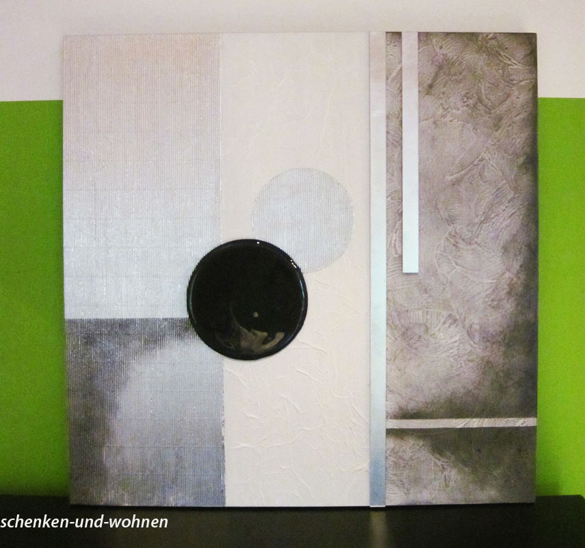 wandbild_670281wei_e_streifen_1 Modernes Wandbild Kreis mit silberner Glasleiste verziert 60 x 60 cm V2