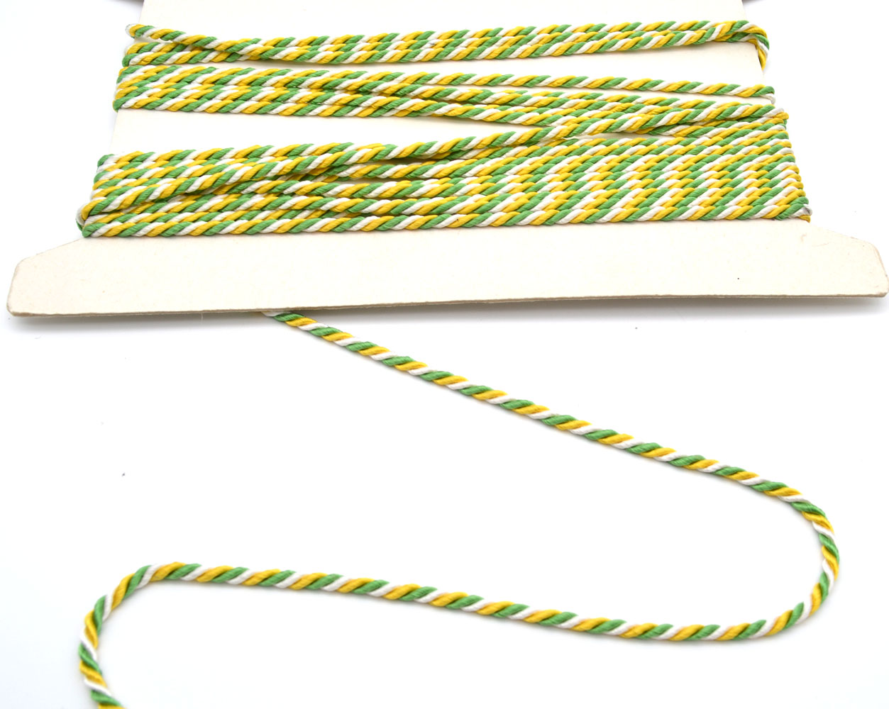 3 m Kordel gedreht 4 mm 3farbig grün-gelb-weiss 