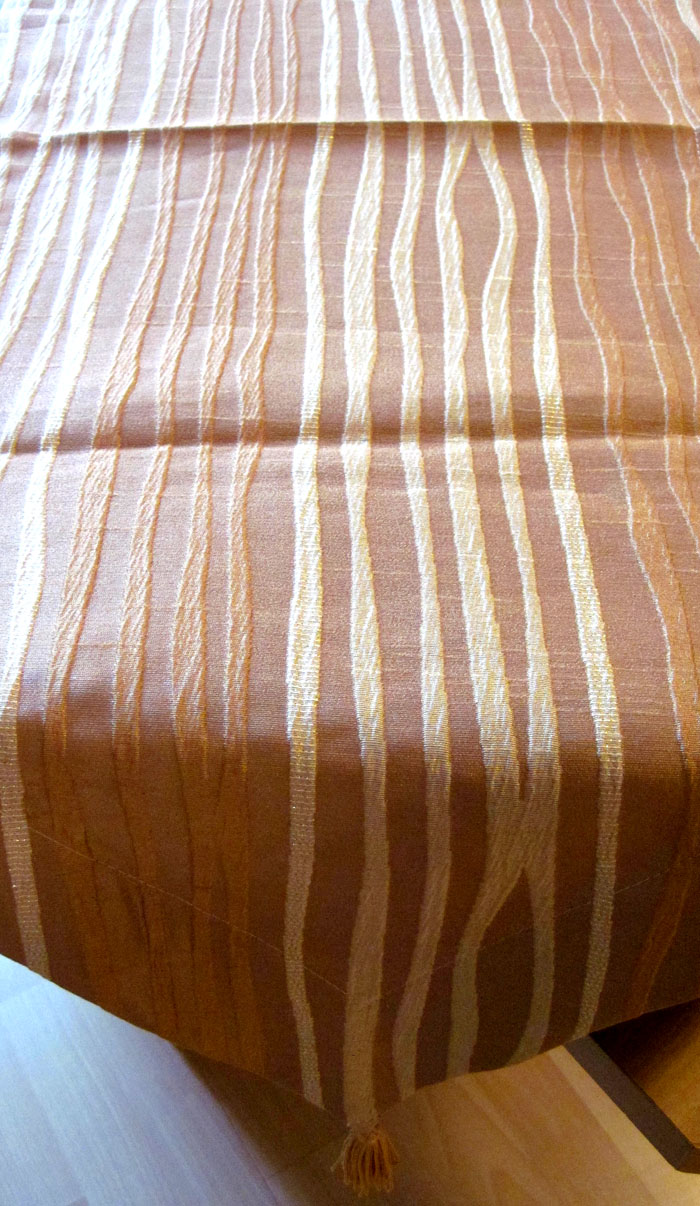 Tischläufer Streifen kupferfarben-Gold, ca. 38 x 100 cm mit Quaste
