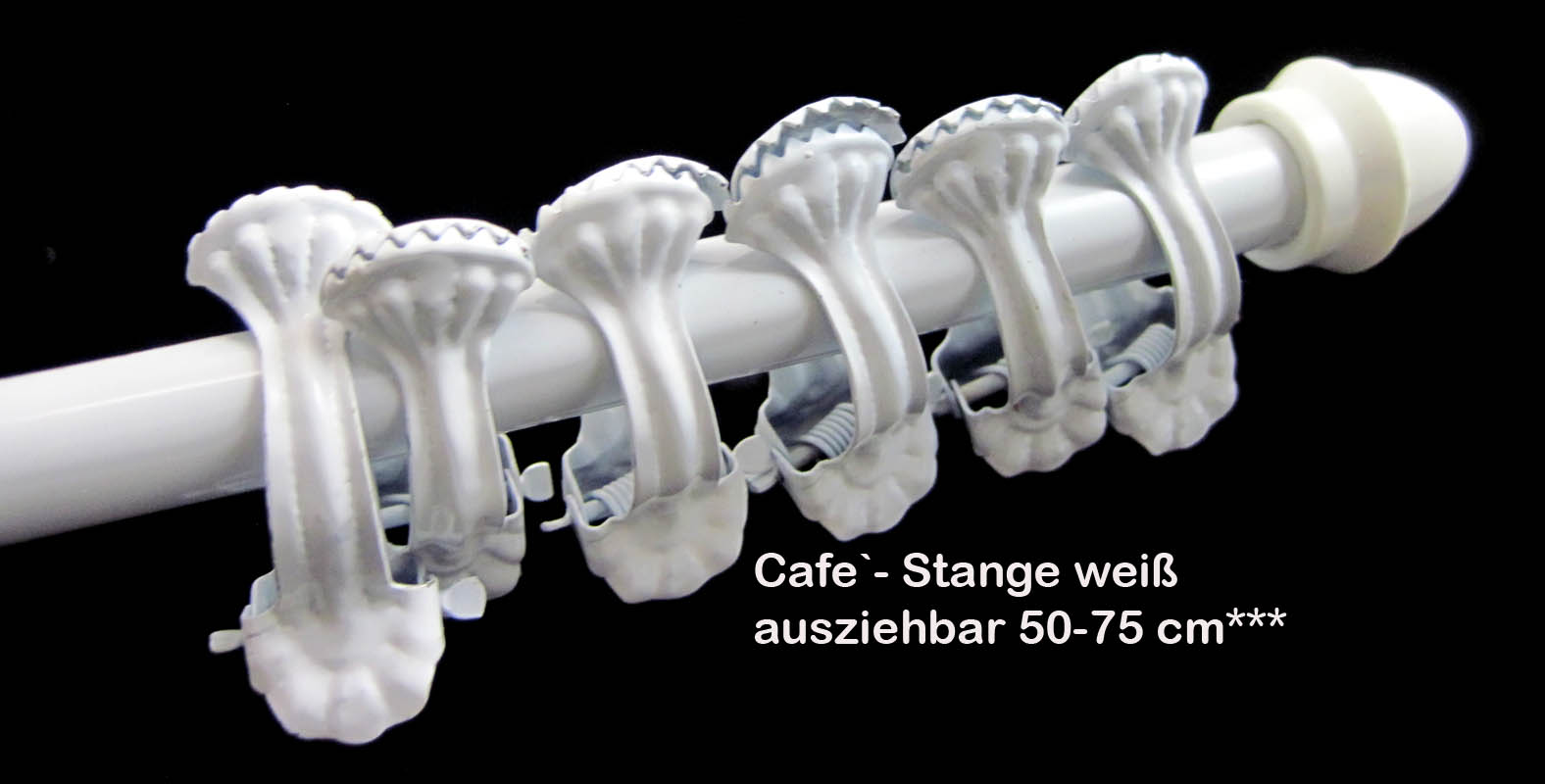 Cafe - Stange - weiß incl. Schraubhalterung, ausziehbar 50-75 cm