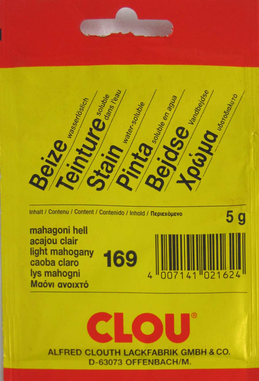 Beize Mahagoni hell 169 wasserlöslich 5 g Clou