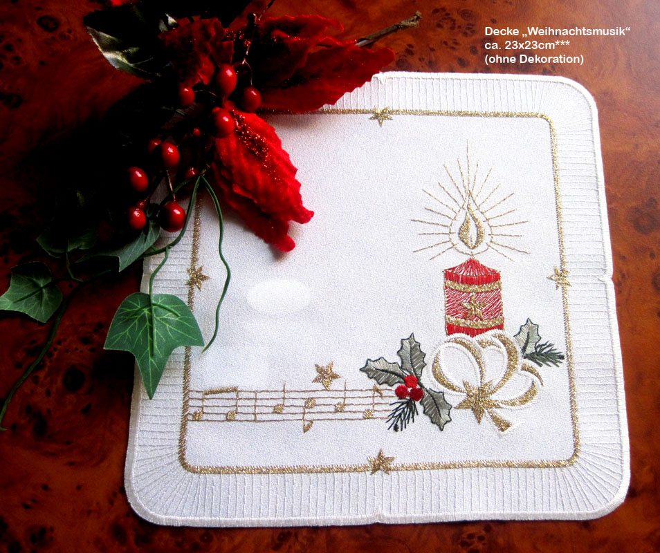 Deckchen Weihnachtsmusik Fb.champagner ca. 23 x 23 cm