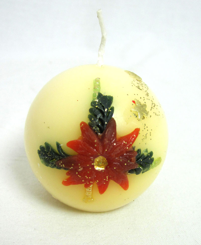 Kugelkerze "Weihnachtsstern" Creme-Bunt, Ø ca.6 cm