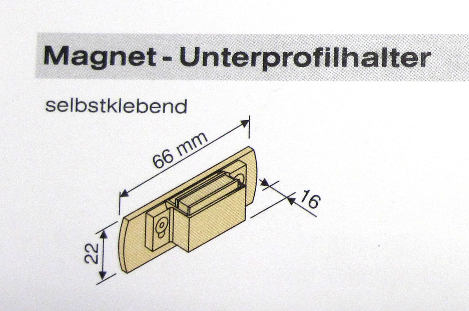 Unterprofilhalter mit Magnet selbstklebend Braun 66x16x22mm