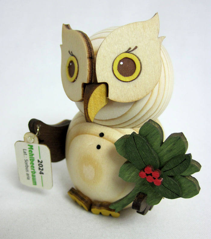 Kuhnert-Mini-Jahreseule Mehlbeere - Holzfigur Neuheit 2024 ca. 7 cm