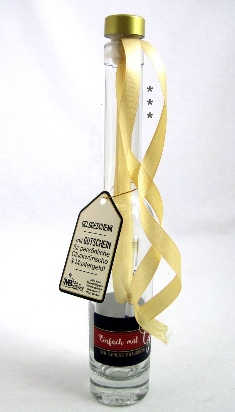 60010_gutscheinflasche_kopie Gutscheinflasche mit Satinband & Stopfen Rot / Schwarz ca. 30 cm hoch