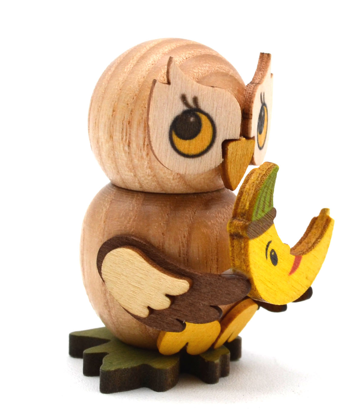Kuhnert - Eulenkind mit Mond zum Stellen - Holzfigur ca. 4 cm 