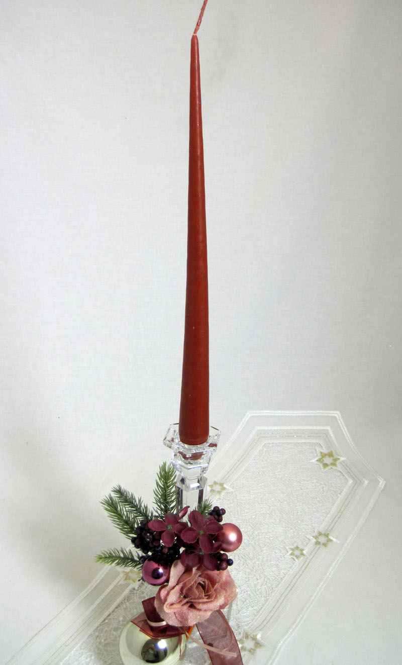 1 Deko-Kerzenhalter aus Glas für Stabkerzen ca. 21cm hoch