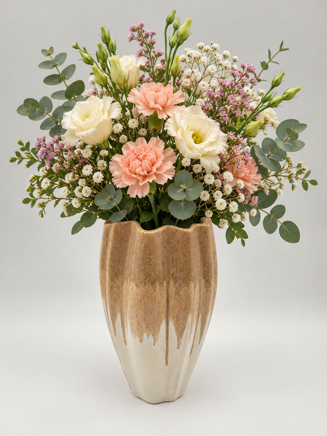 Keramik-Vase Kallisto 24 cm hoch beige-braun