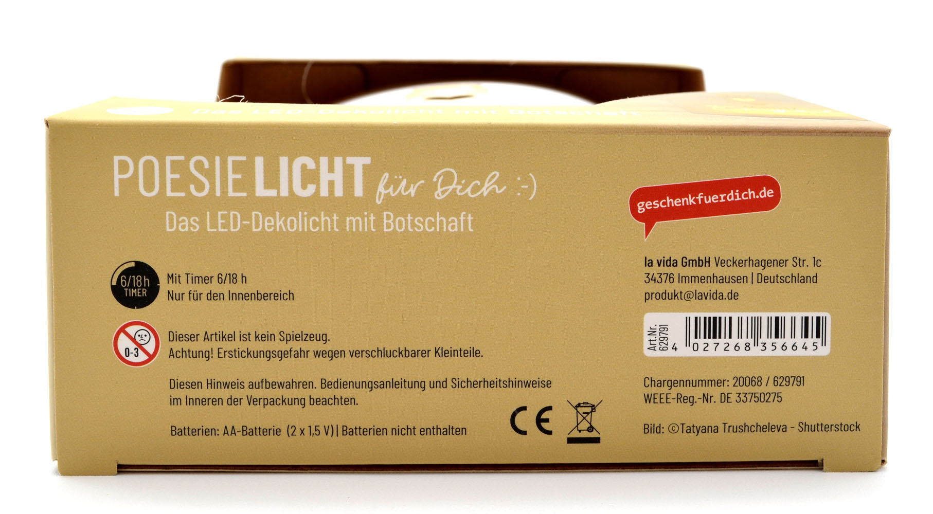 LED-Laterne Poesielicht Schutzengel zum Stehen oder Hängen mit Timer 16x13,x5 cm 