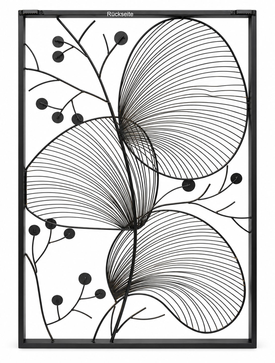 Wandrelief „Pandori“ aus Metall Schwarz und Gold, 51 × 76 cm