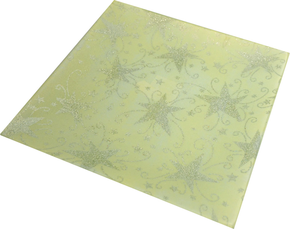 Glasteller Weihnachtszeit mit glitzernden Sternen quadratisch 20x20 cm