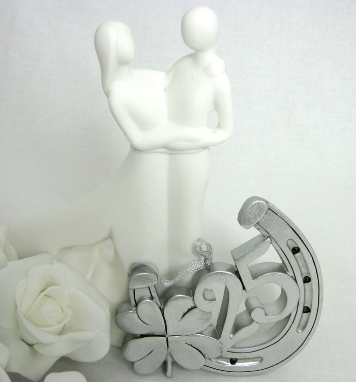 Hufeisen "25" Silber zum Hängen Polyresin ca. 10 x 12 cm