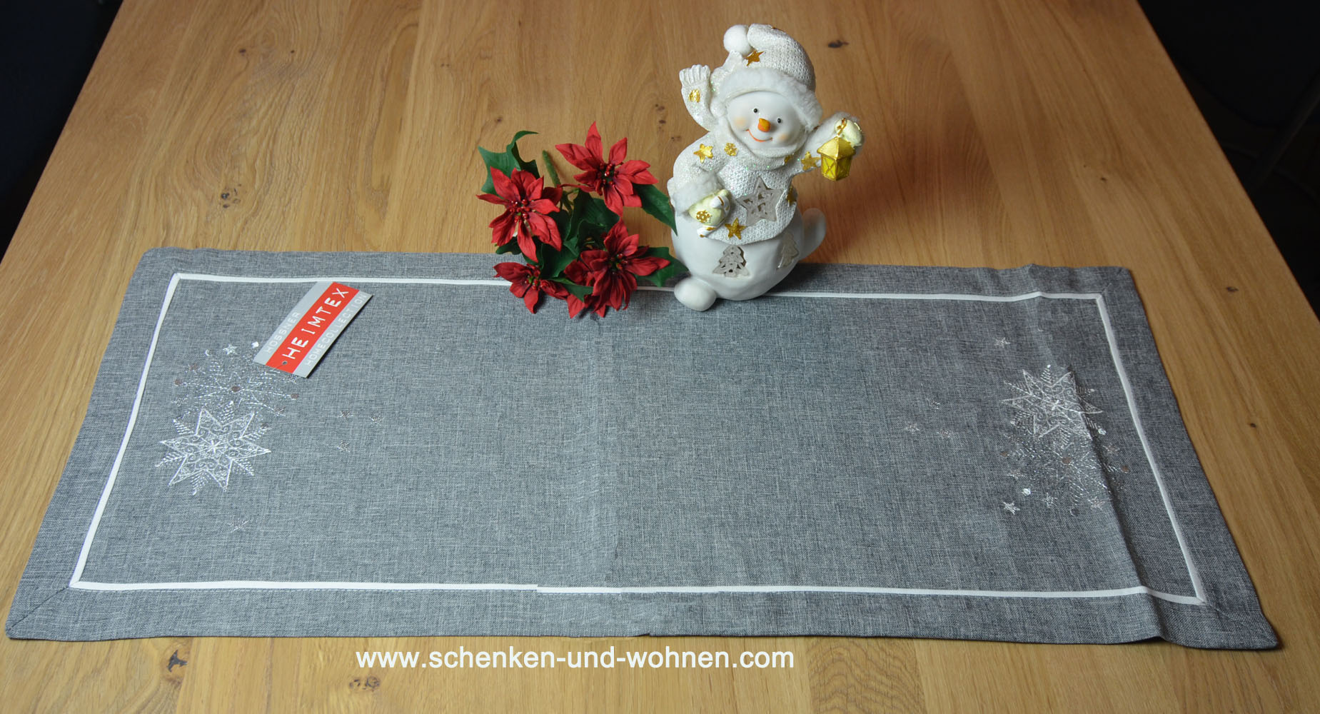 Tischläufer 30 x 75 cm Schneekristall grau