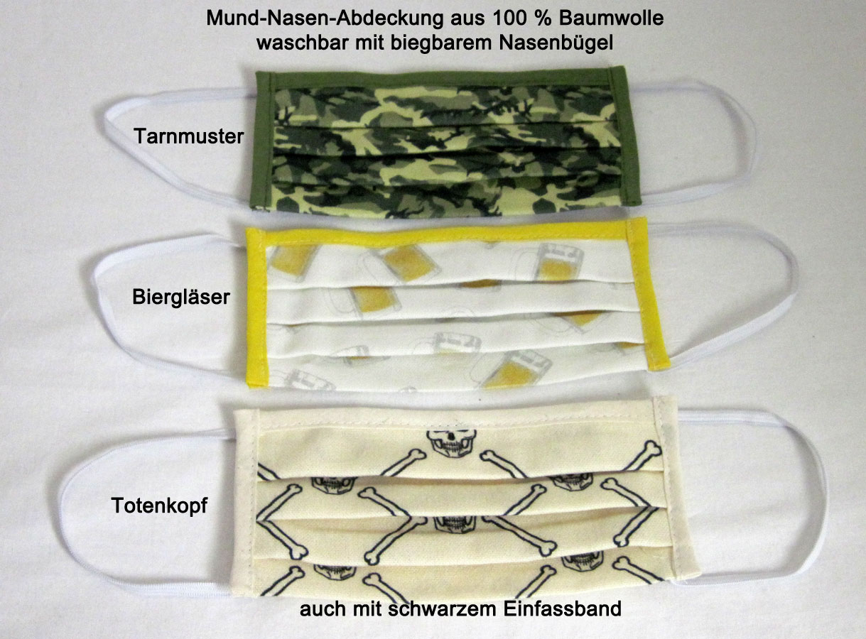 Mund-Nasen-Abdeckung Bazille ca.17x10 cm mit Gummi