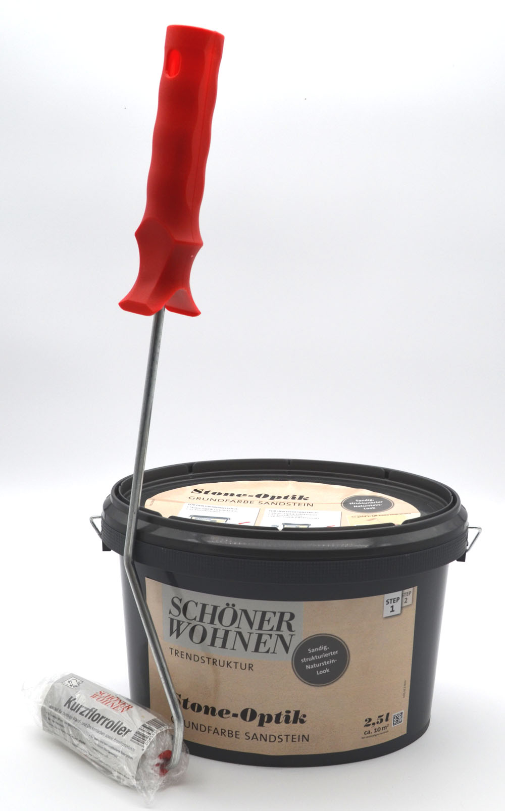 Schöner Wohnen Stone-Optik Grundfarbe Sandstein 2,5 l mit Roller Schöner Wohnen Stone-Optik Grundfarbe Sandstein 2,5 l mit Roller