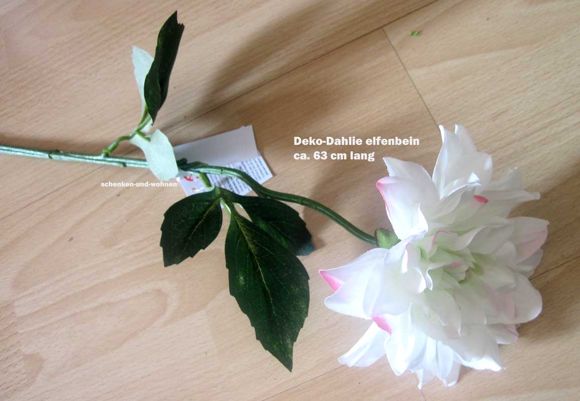 1 künstliche Deko - Dahlie elfenbein, ca. 63 cm Gesamtlänge