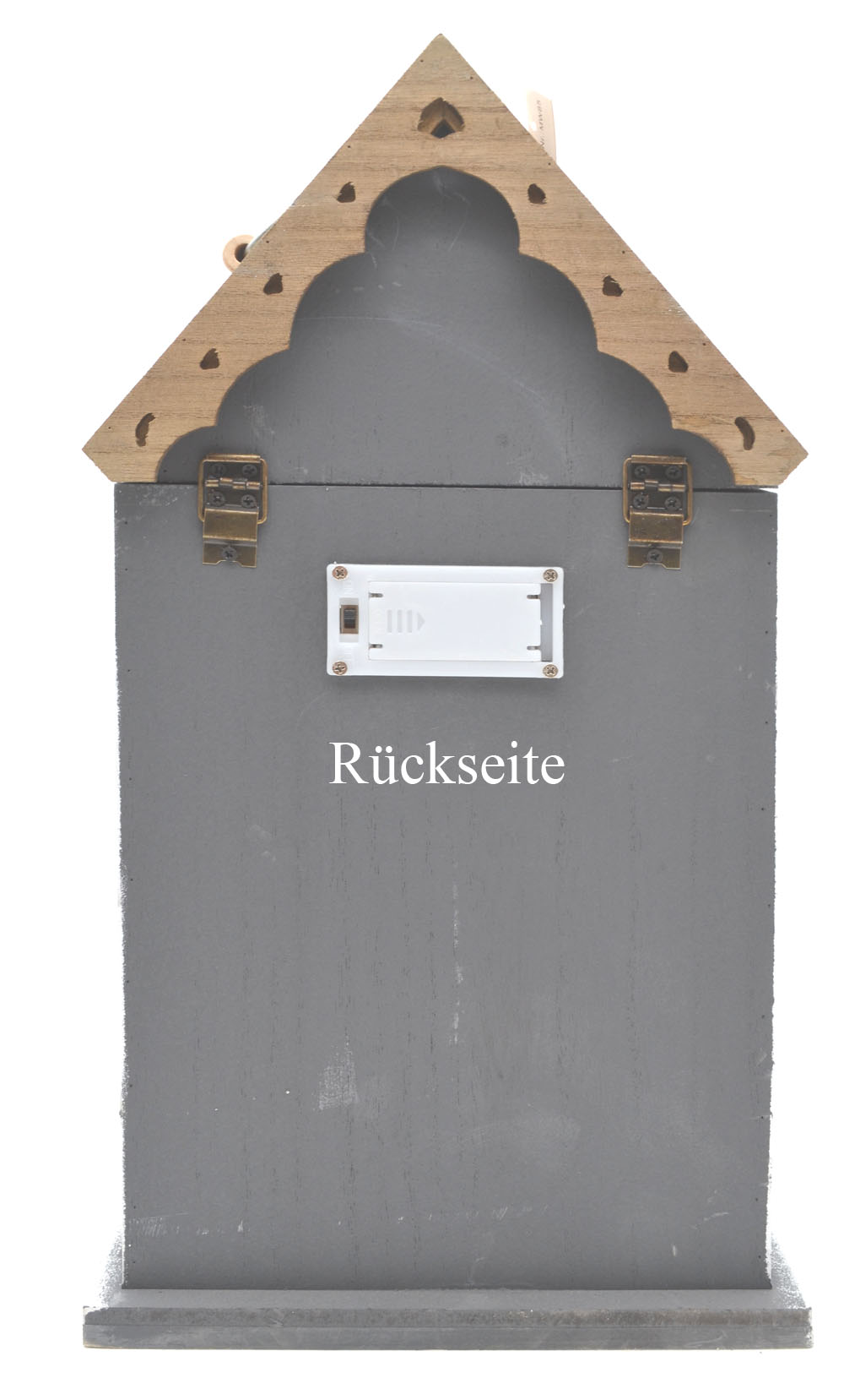 Holzhaus Retro grau-natur mit Deckel und LED 42x22x18 cm (HxBxT)  Holzhaus Retro grau-natur mit Deckel und LED 42x22x18 cm (HxBxT)