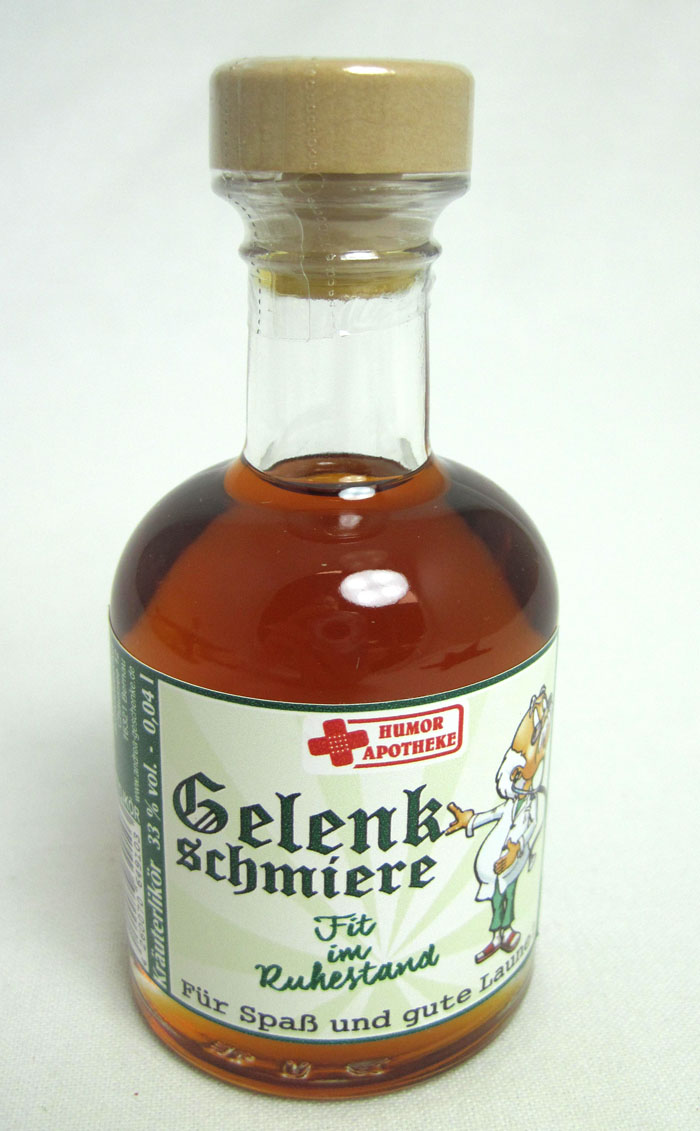 Mini Apotheker Kräuterlikör "Gelenkschmiere" Fit im Ruhestand 0,04 l
