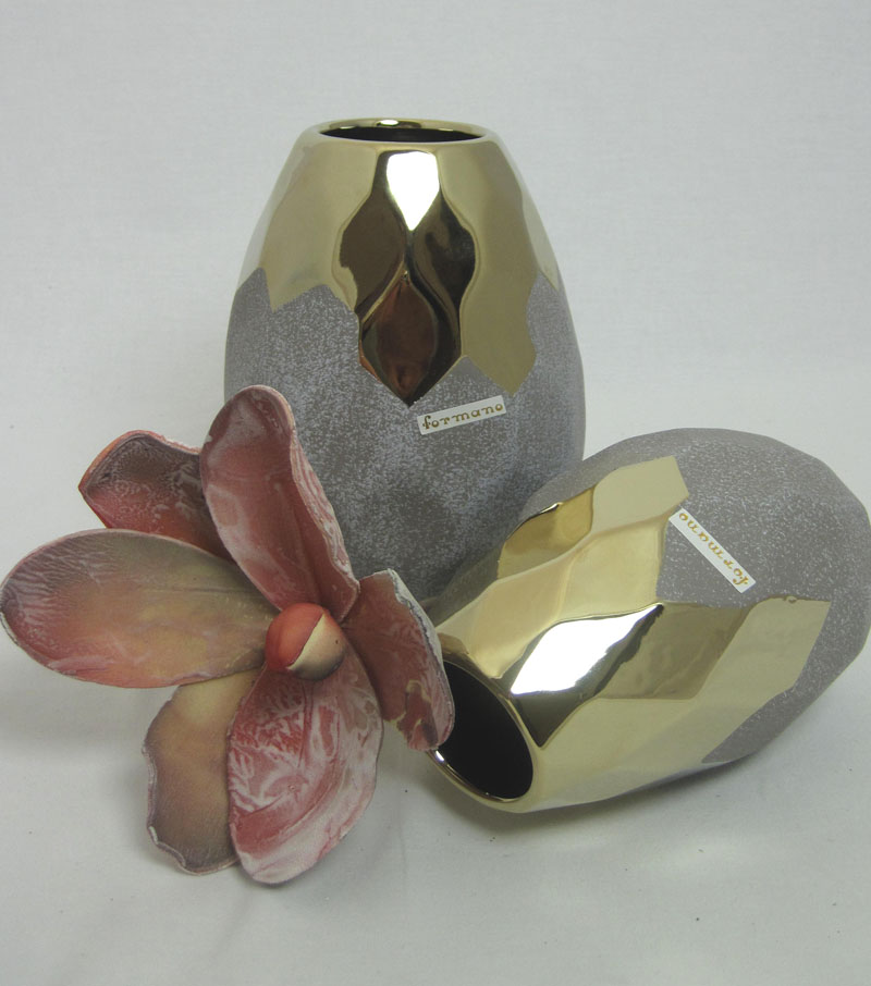 Keramik Vase Sand-Gold, ca.17x11 cm H/B