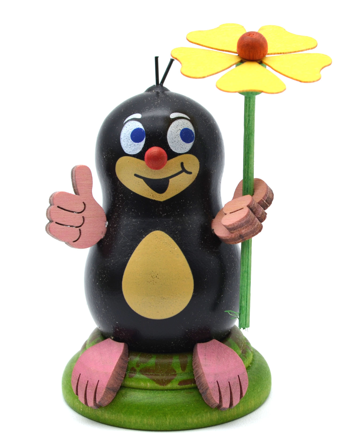 Maulwurf "Herbert" mit Blume ca. 7 cm hoch 