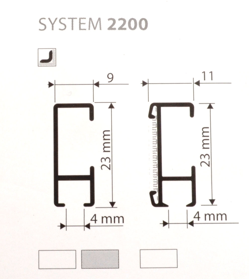 Wandhalterung für Alu-Schienensystem 2200 8 cm Wandabstand