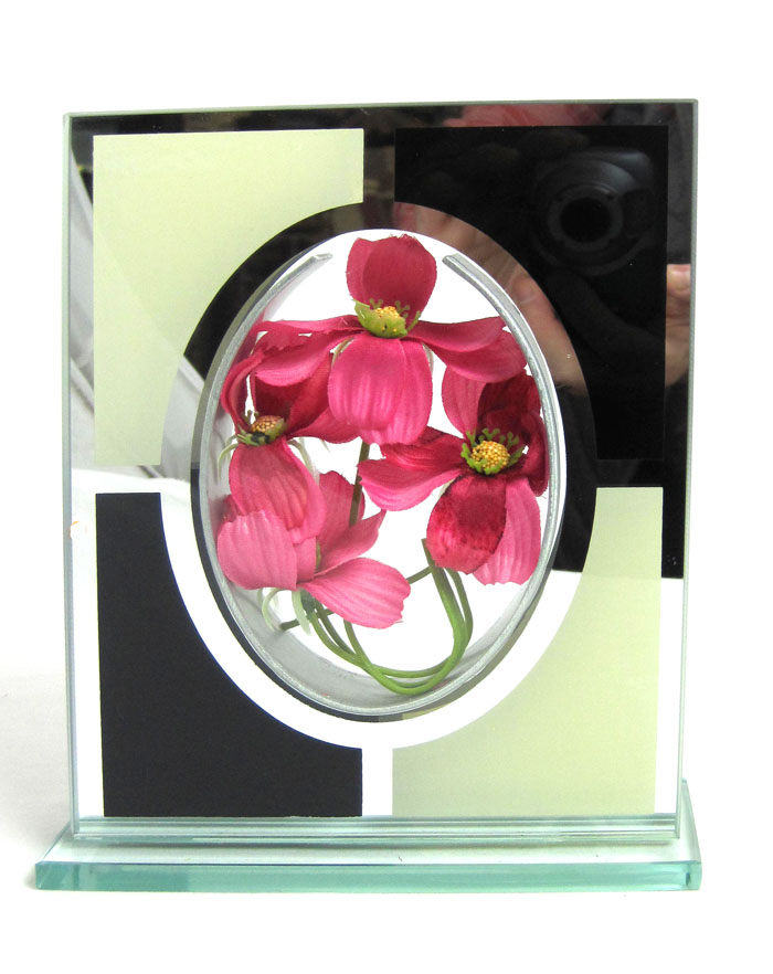 Glasvase "Atlantis Black" Schwarz-Silber 3D-Optik ca. 15,5x6x20,5 cm B-Ware