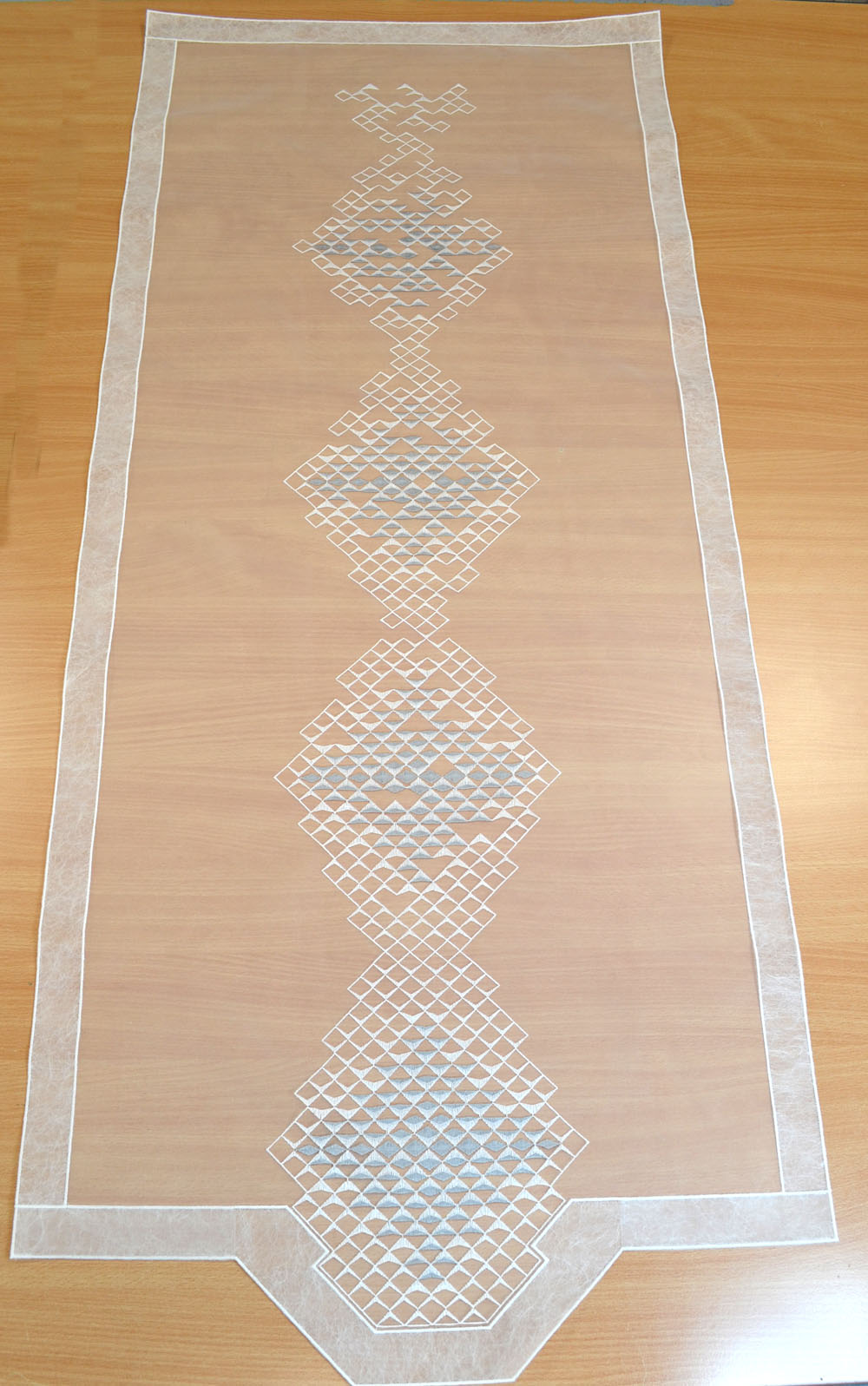 Fensterbehang Stickerei Diamond 60 cm x 140 cm (BxH) weiß-grau