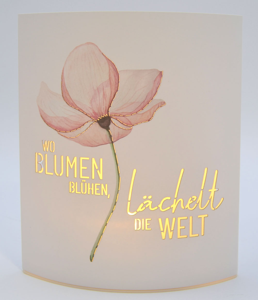 LED-Laterne Poesielicht "Lächeln Blume" zum Stehen oder Hängen mit Timer 16x13,x5 cm