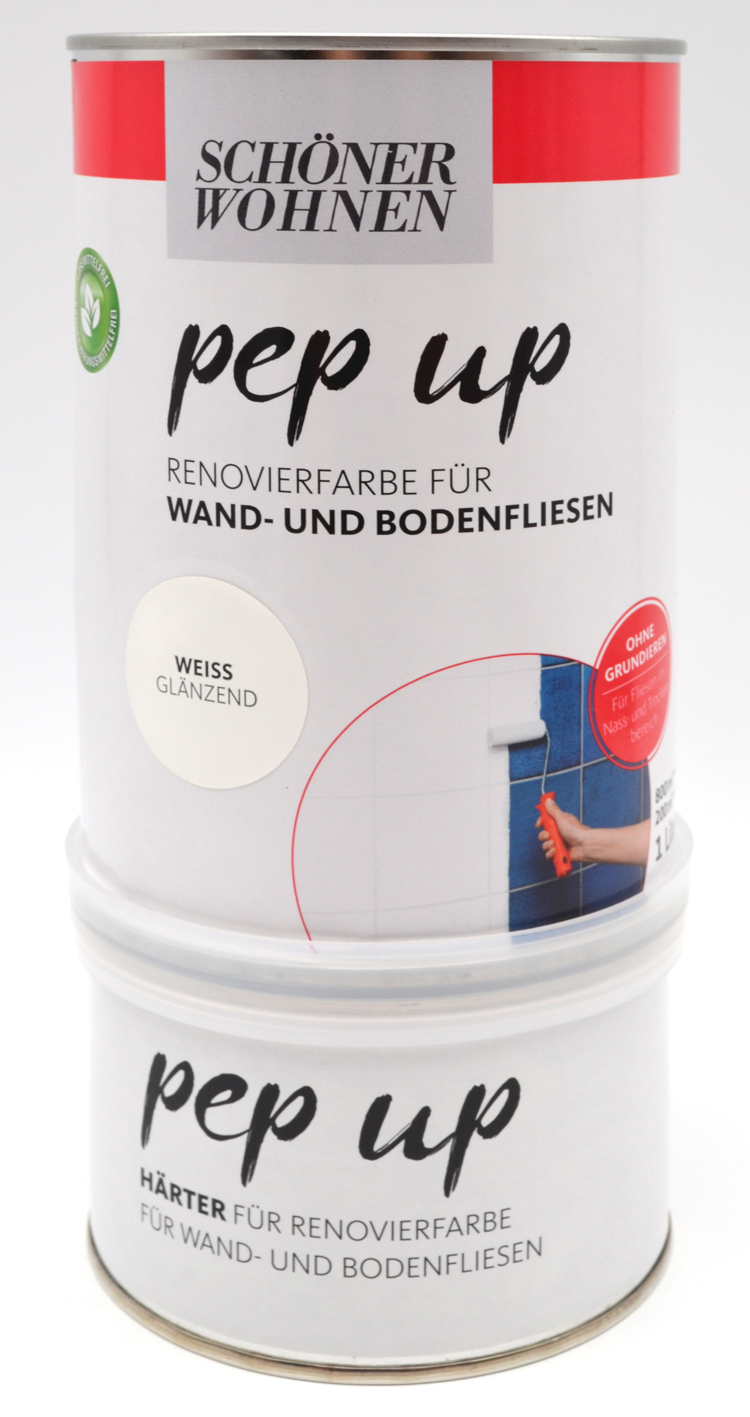 Pep up Renovierfarbe 2K für Wand- und Bodenfliesen wiss glänzend 1 l