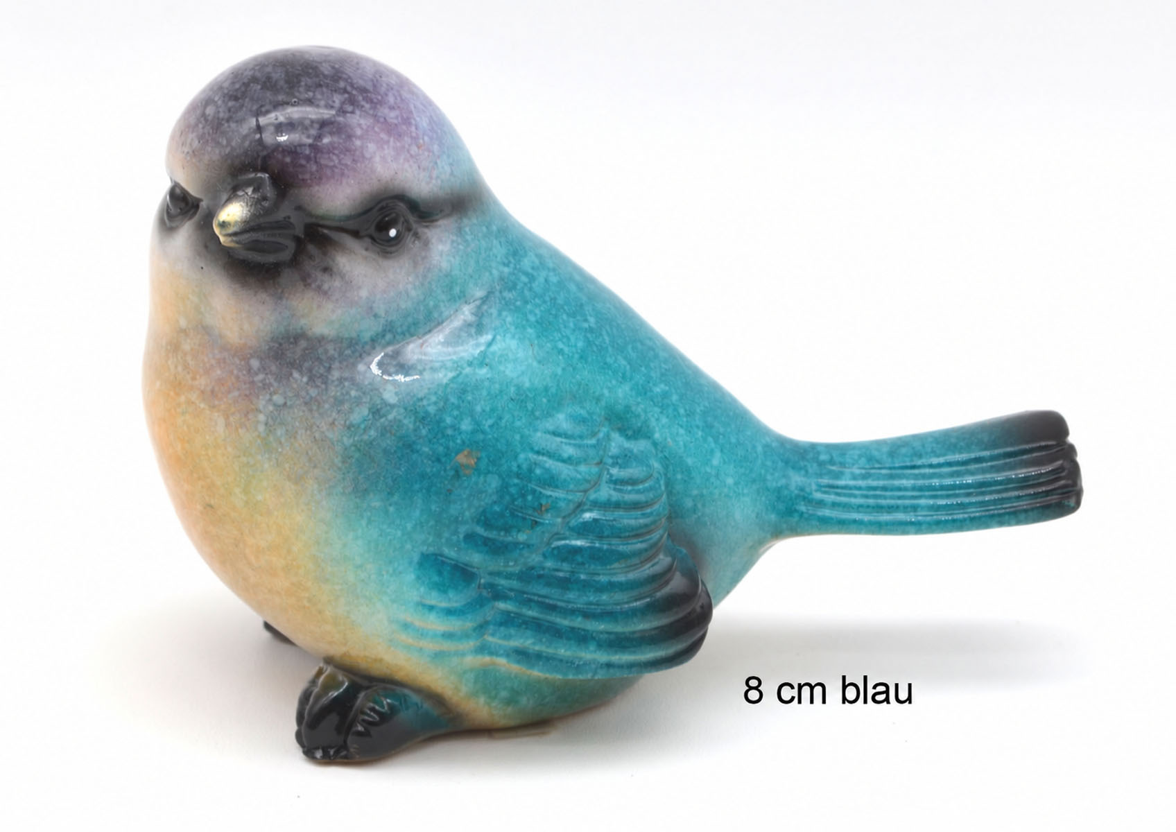 Handbemalter Keramik-Vogel – 6 oder 8 cm in 4 Farben