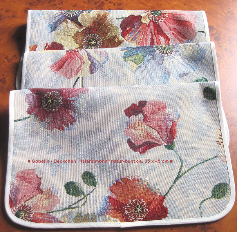Gobelin - Deckchen "Islandmohn" natur-bunt ca. 35 x 45 cm