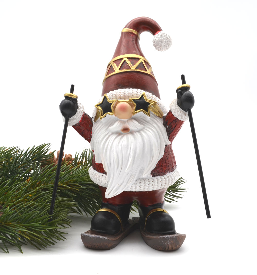 Weihnachtsmann mit Ski und Sternenbrille 19x9x9 cm (HxBxT) 