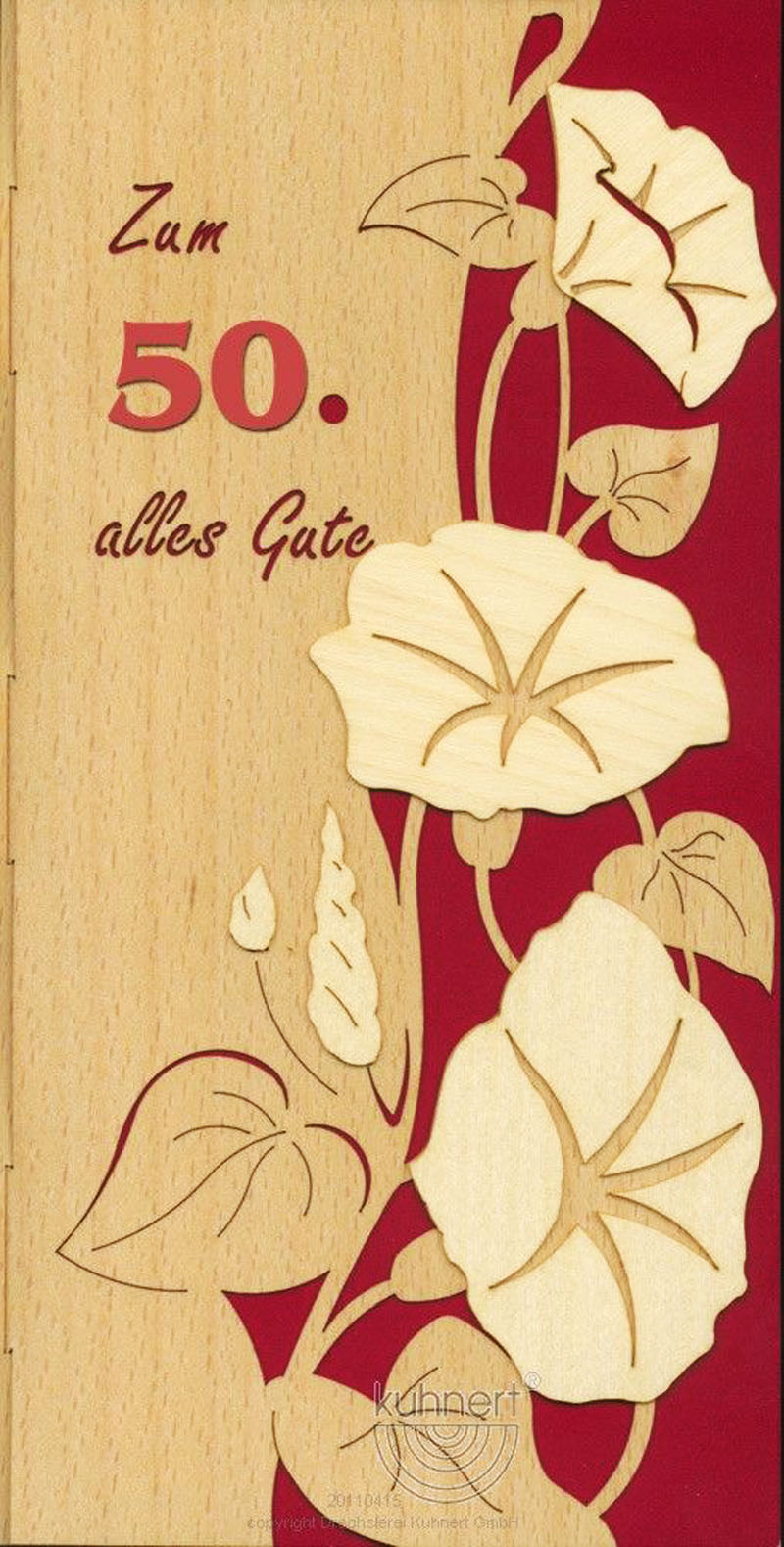 Geburtstagskarte Trichterwinde incl. Zahlensatz, Klappkarte Furnier 21 x 10 cm
