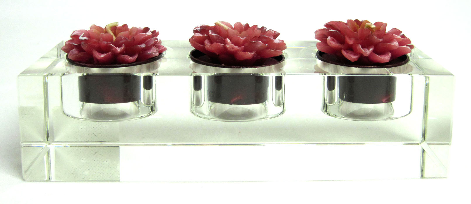 Kristallglas-Teelichthalter 3 flammig Glasklar ca. 16,5x4,5x6,0 cm L/H/B