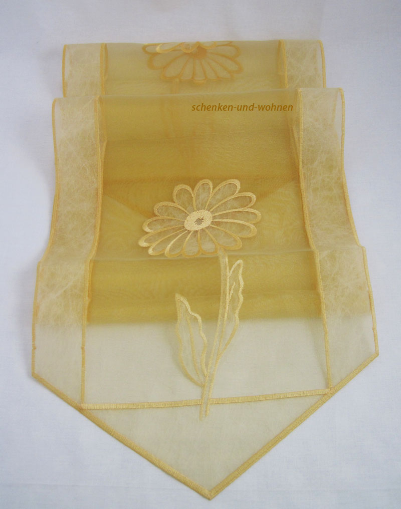 l_ufer_terra_145x32_5cm_d2 Plauener Spitze-Tischläufer gelb ca. 32,5 x 145 cm