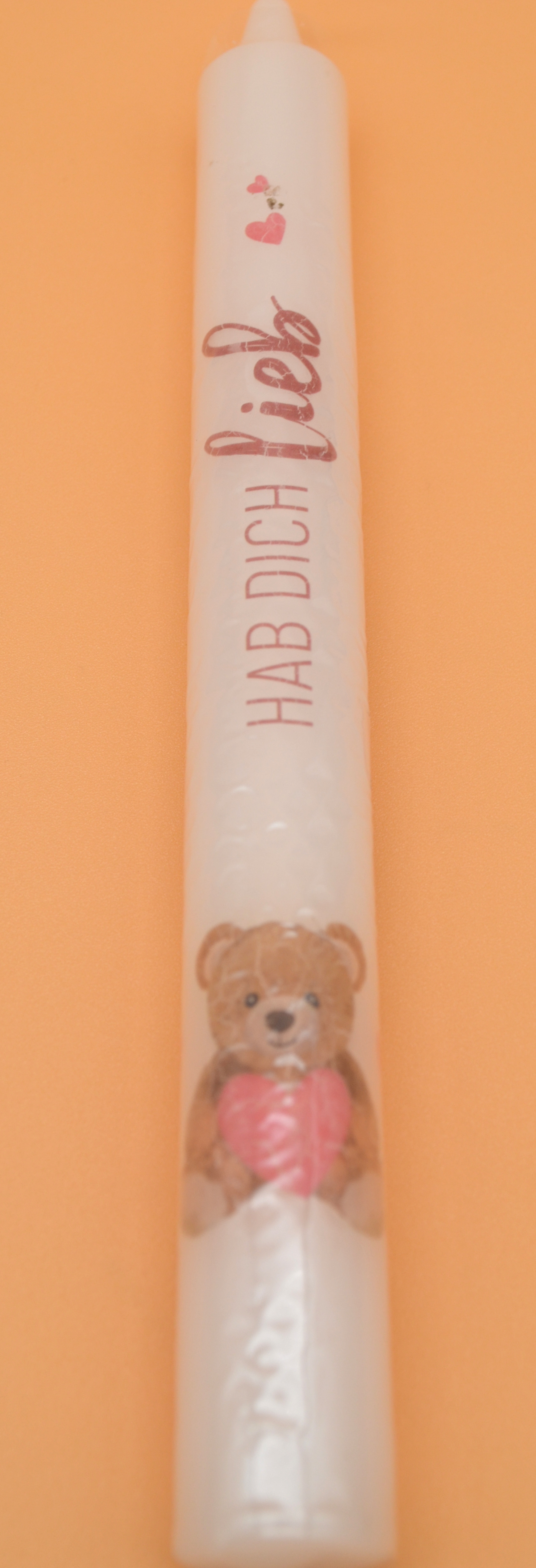 1 Stabkerze "Hab Dich lieb" Höhe 20 cm