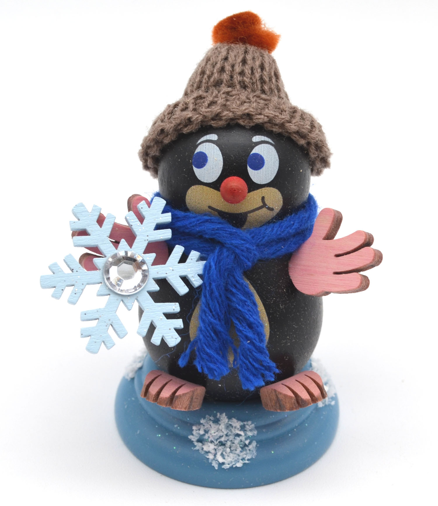 Maulwurf "Konrad" mit Schneestern ca. 7 cm hoch 