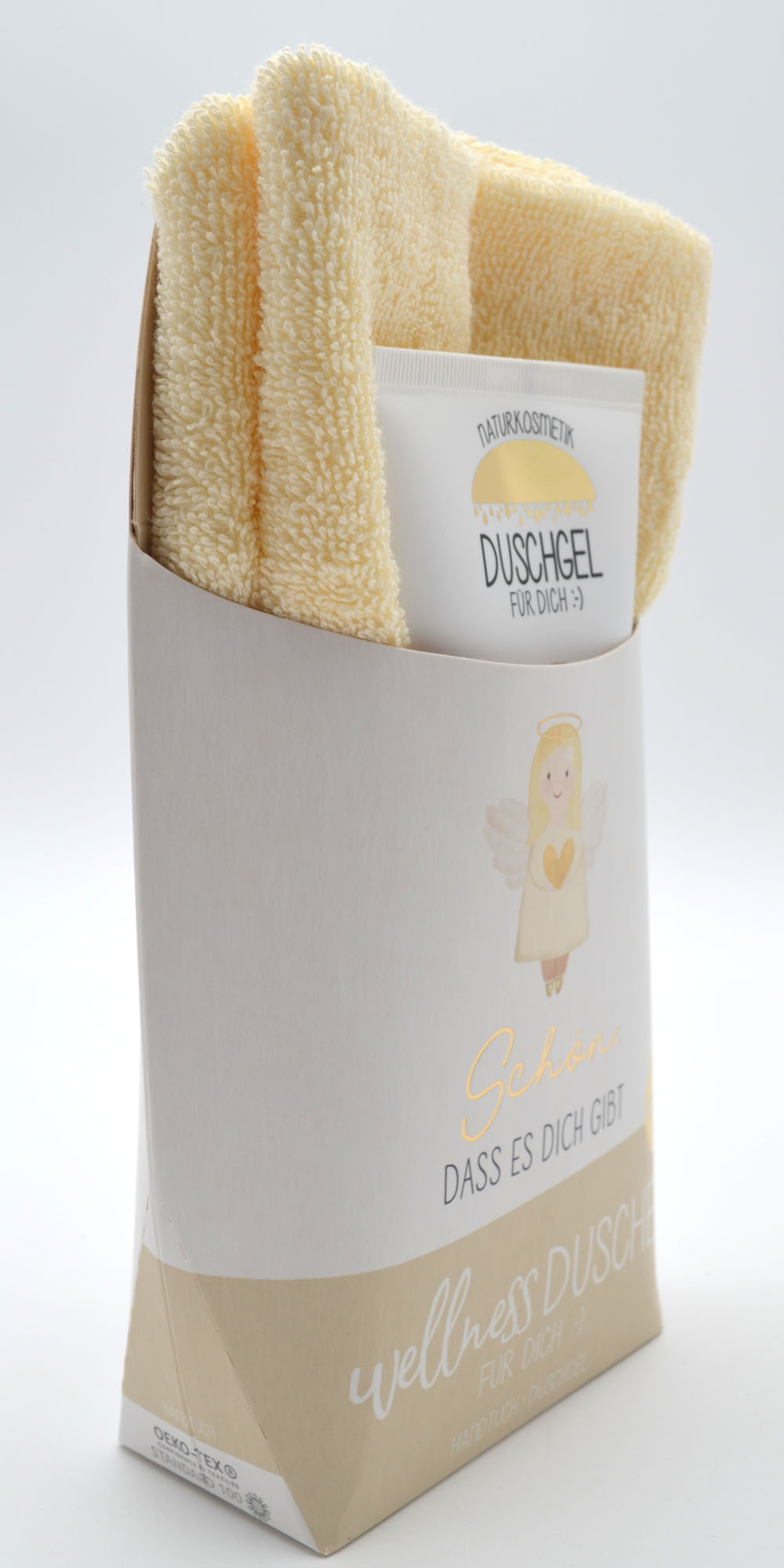 Wellness-Dusche für Dich Handtuch und Duschgel Engel