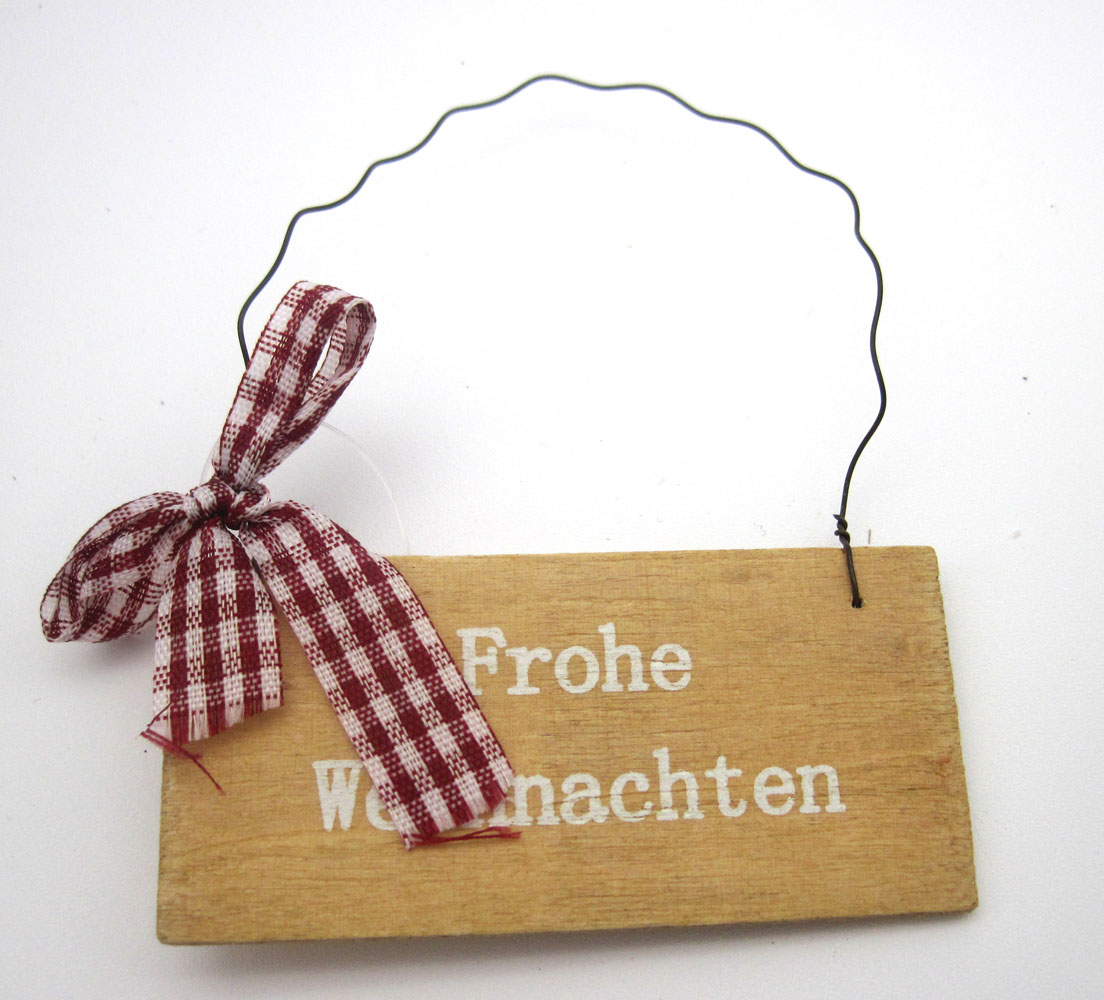 Anhänger Frohe Weihnachten Holz ca. 7,2x0,2x3,5 cm B/T/H