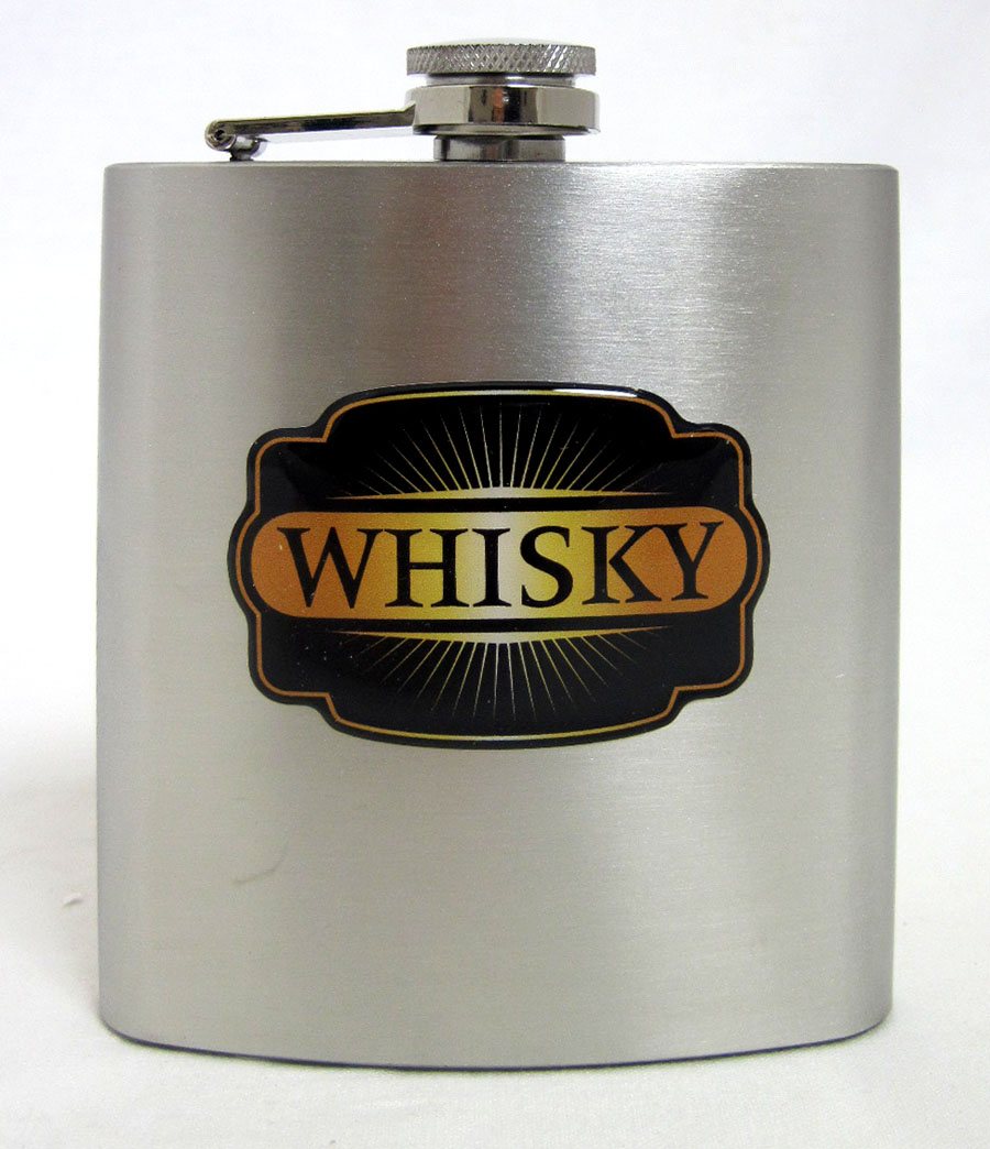 Flachmann Edelstahl gebürstet - Whisky ca. 9,3 x 12,5 x2,6 cm B/H/T