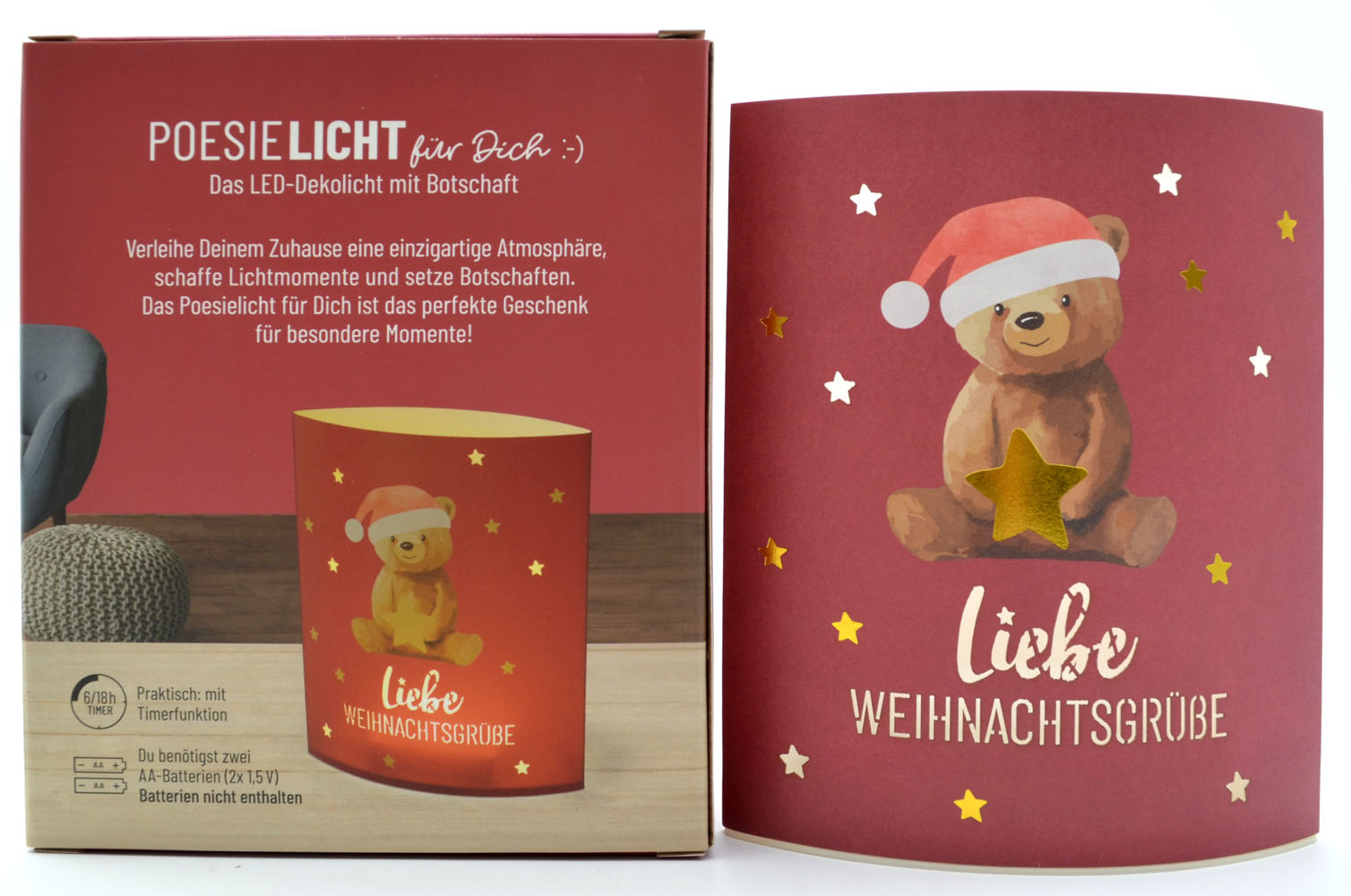 LED-Laterne Poesielicht Bär zum Stehen oder Hängen mit Timer 16x13,x5 cm  LED-Laterne Poesielicht Bär zum Stehen oder Hängen mit Timer 16x13,x5 cm