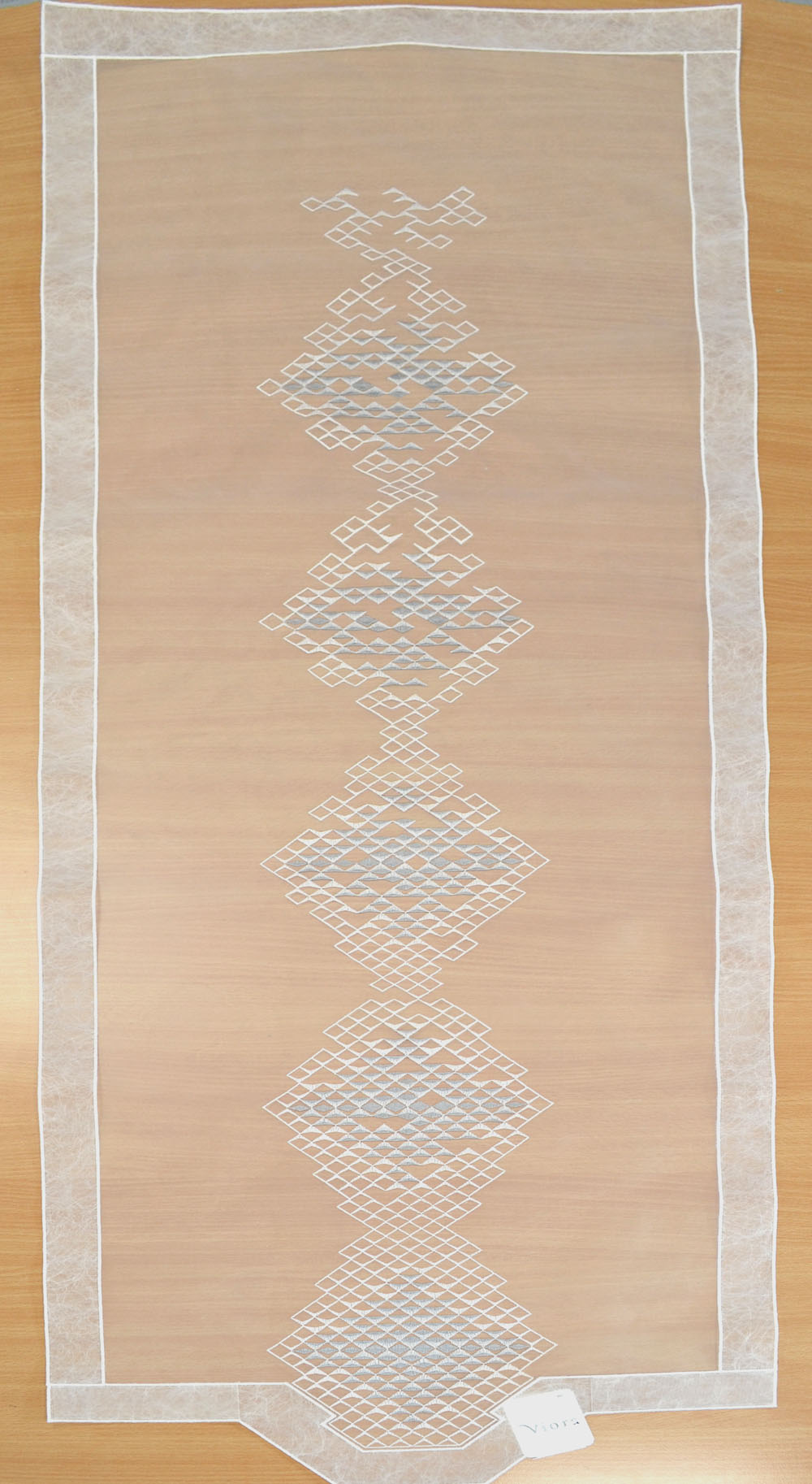 Fensterbehang Stickerei Diamond 47 cm x 140 cm (BxH) weiß-grau