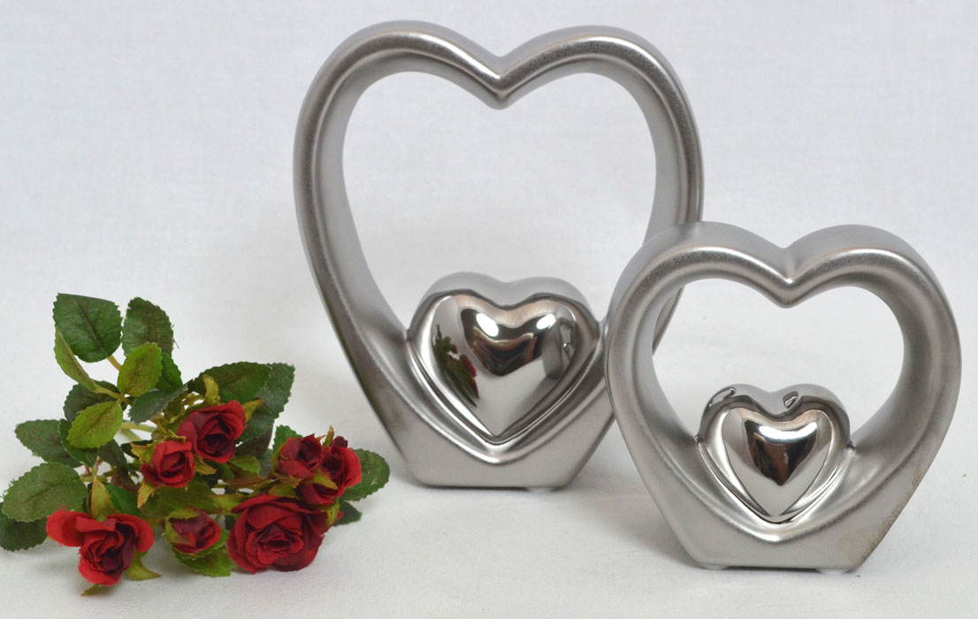 1 Deko-Herz silber glanz-matt 13 cm