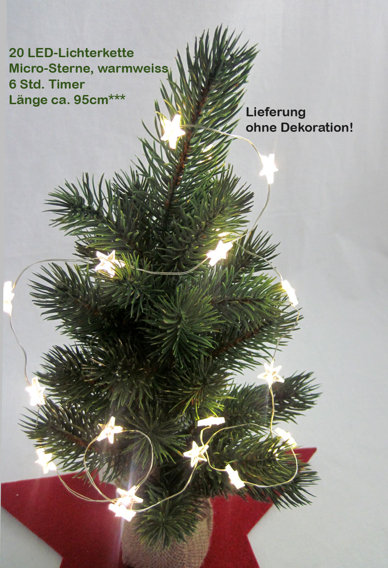 20_led-lichterkette_sterne_24262 20-LED Drahtlichterkette Innenbereich Micro-Sterne Länge 95cm 6 Std.Timer