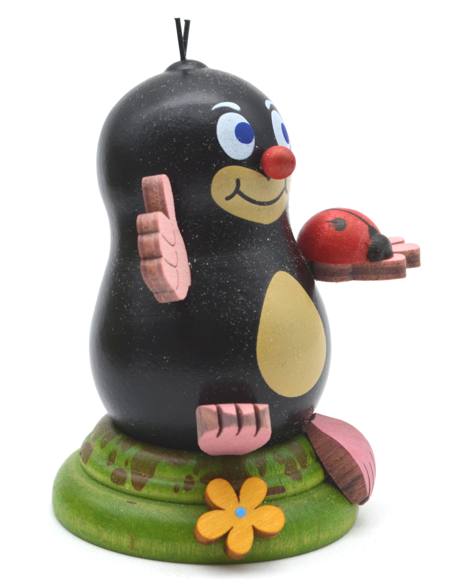 Maulwurf "Michel" mit Marienkäfer ca. 7 cm hoch